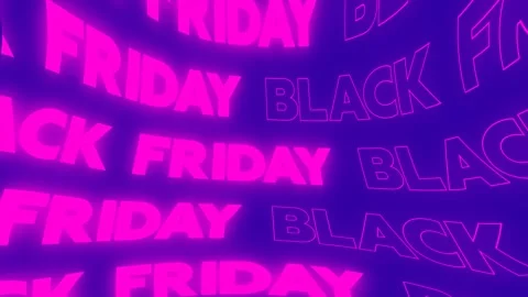 Pink magenta glow wavy text Black Friday on blue. Horizontal 4K video Stock Footage 302728131