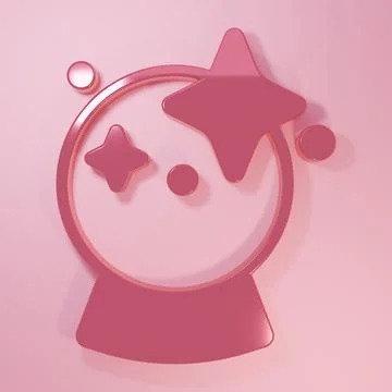 Pink Magic ball icon isolated on pink background. Crystal ball. Minimalism .. Stock Illustration