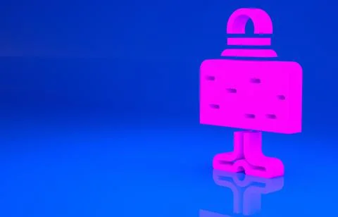 Pink Magic ball on table icon isolated on blue background. Crystal ball. Mini Illustrazione stock