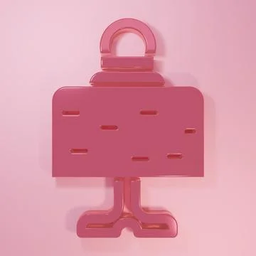 Pink Magic ball on table icon isolated on pink background. Crystal ball. Mi.. Stock Illustration