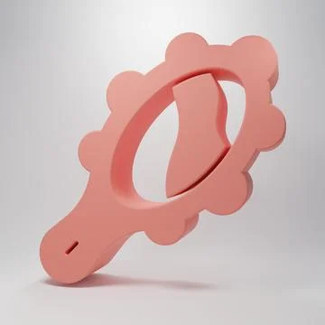 Pink Magic hand mirror icon isolated on pink background. Minimalism concept.. Stock Illustration