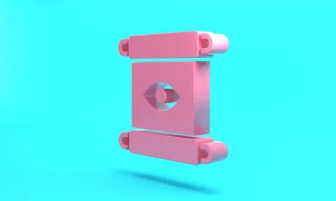 Pink Magic scroll icon isolated on turquoise blue background. Decree, paper,  Ilustração Stock
