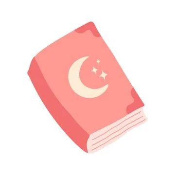 Pink magic spell book witch. Cute spooky Halloween element in flat style Illustrazione stock