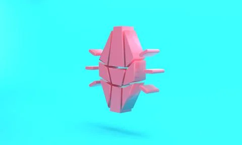 Pink Magic stone icon isolated on turquoise blue background. Fantasy crystal. Illustrazione stock