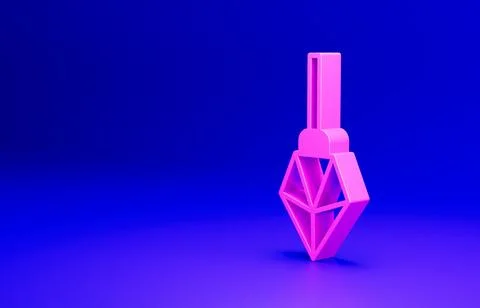 Pink Magic stone icon isolated on blue background. Fantasy crystal. Jewelry gem Illustrazione stock