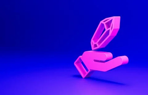 Pink Magic stone icon isolated on blue background. Fantasy crystal. Jewelry gem イラスト素材