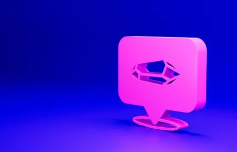 Pink Magic stone icon isolated on blue background. Fantasy crystal. Jewelry gem Illustrazione stock