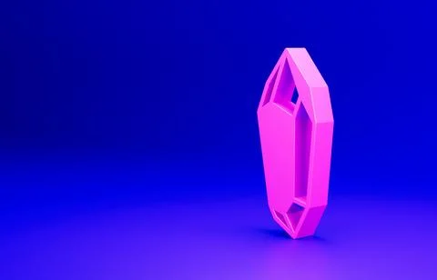 Pink Magic stone icon isolated on blue background. Fantasy crystal. Jewelry gem Illustrazione stock