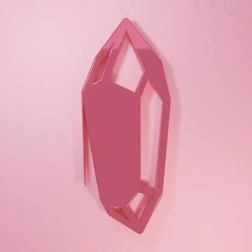 Pink Magic stone icon isolated on pink background. Fantasy crystal. Jewelry.. Stock Illustration