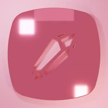 Pink Magic stone icon isolated on pink background. Fantasy crystal. Jewelry.. Stockillustratie