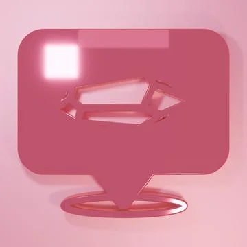 Pink Magic stone icon isolated on pink background. Fantasy crystal. Jewelry.. Illustrazione stock
