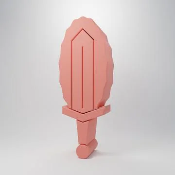 Pink Magic sword in fire icon isolated on pink background. Fiery sword. Mag.. Stock Illustration
