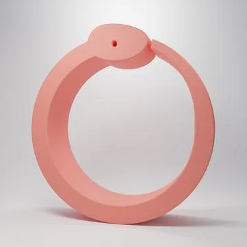 Pink Magic symbol of Ouroboros icon isolated on pink background. Snake biti.. Stock Illustration