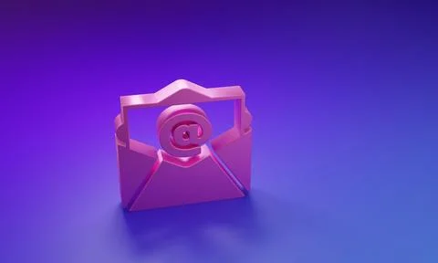 Pink Mail and e-mail icon isolated on purple-blue background. Envelope symb.. Stock Illustration