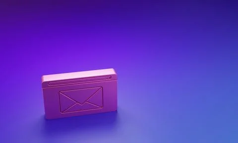 Pink Mail and e-mail icon isolated on purple-blue background. Envelope symb.. Stock Illustration
