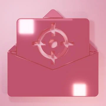Pink Mail and e-mail icon isolated on pink background. Envelope symbol e-ma.. Stock Illustration