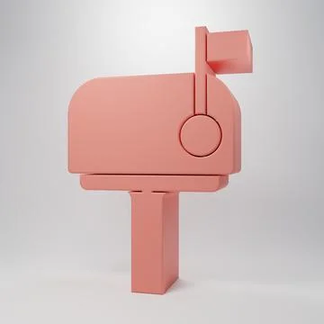 Pink Mail box icon isolated on pink background. Mailbox icon. Mail postbox .. Stock Illustration