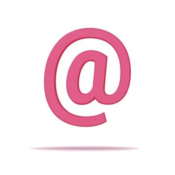 Pink mail icon 3d render. Element email sign, symbol for mobile, web and Stock Illustration