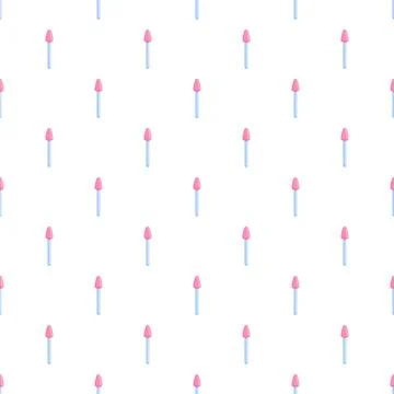 Pink makeup applicators creating seamless beauty pattern background Stock Illustration