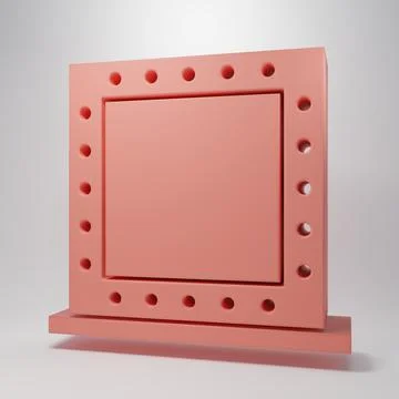 Pink Makeup mirror with lights icon isolated on pink background. Minimalism.. Stock Illustration