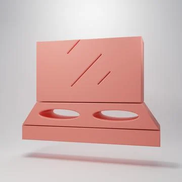 Pink Makeup powder with mirror icon isolated on pink background. Minimalism.. 스톡 일러스트