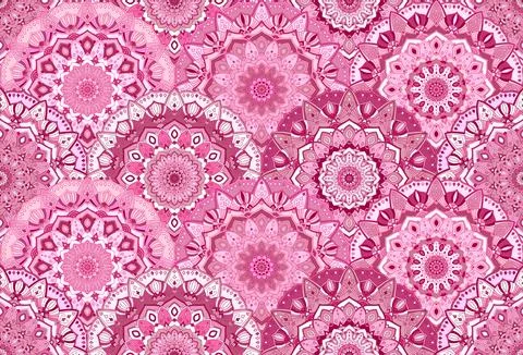 Pink mandala pattern from round flower ornaments Stock Illustration