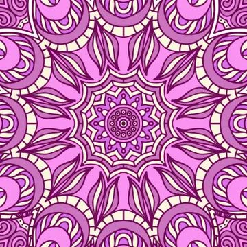 Pink Mandala Seamless Pattern Stock Illustration
