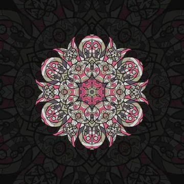 Pink mandala. Template for menu, greeting card, invitation or cover Illustrazione stock