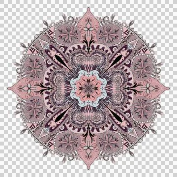 Pink Mandala on Transparent Background 스톡 일러스트