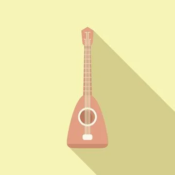 Pink mandolin instrument casting long shadow musical instrument icon Illustrazione stock