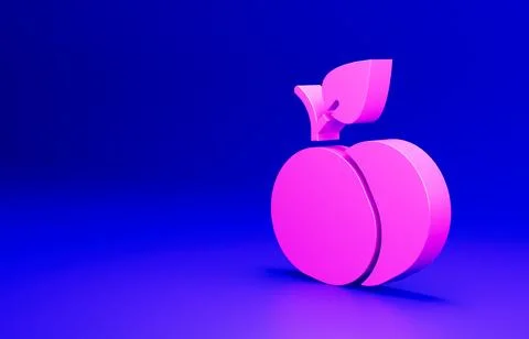 Pink Mango fruit icon isolated on blue background. Minimalism concept. 3D render Stock Illustration
