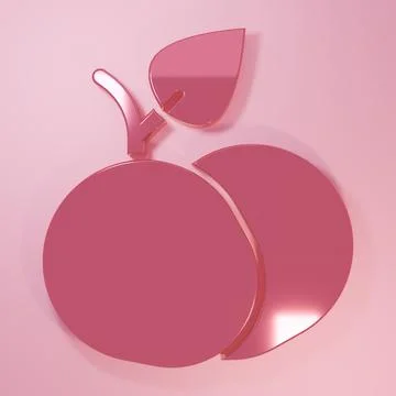 Pink Mango fruit icon isolated on pink background. Minimalism concept. 3D r.. Stock Illustration