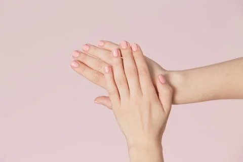 Pink manicure on nails Stock-Fotos