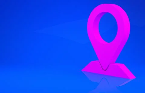 Pink Map pin icon isolated on blue background. Navigation, pointer, location, 스톡 일러스트
