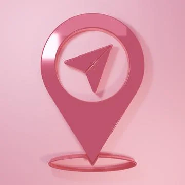 Pink Map pin icon isolated on pink background. Navigation, pointer, location, Stock Illustration