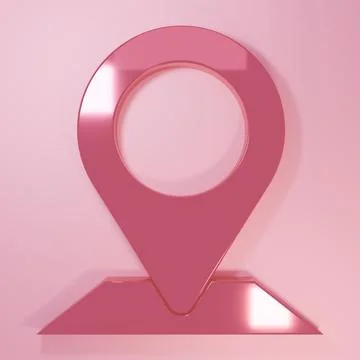 Pink Map pin icon isolated on pink background. Navigation, pointer, location, 스톡 일러스트