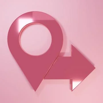 Pink Map pin icon isolated on pink background. Navigation, pointer, locatio.. Illustrazione stock