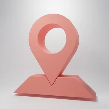 Pink Map pin icon isolated on pink background. Navigation, pointer, location, Stock Illustration