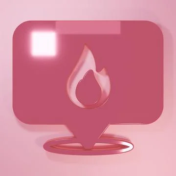 Pink Map pointer with fire flame icon isolated on pink background. Fire nea.. 스톡 일러스트