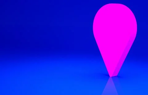 Pink Map pointer with mountain icon isolated on blue background. Mountains tr Stock Illustration