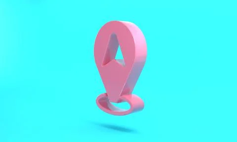 Pink Map pointer with taxi car icon isolated on turquoise blue background. Lo 스톡 일러스트