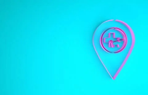 Pink Map pointer with veterinary medicine hospital, clinic or pet shop for an 스톡 일러스트