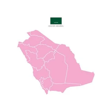 Pink map of saudi arabia with borders Stock Illustration