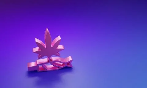 Pink Marijuana joint, spliff icon isolated on purple-blue background. Cigar.. Stock Illustration