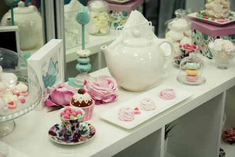 Pink marshmallows dessert Foto stock