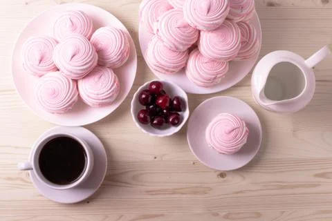 Pink marshmallows Stock Photos