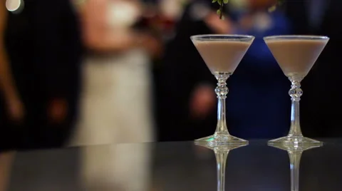 Pink Martinis On Table Stock Footage 58504927