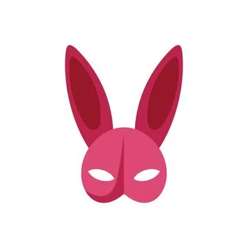 Pink masquerade bunny mask vector icon illustration Stock Illustration