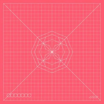 Pink mathematical grid with a complex symmetrical polygonal construction, c.. Stock Illustration