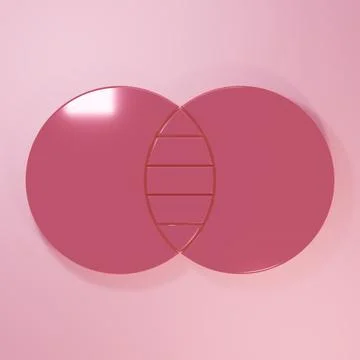 Pink Mathematics sets A and B icon isolated on pink background. Symmetric d.. Stock Illustration